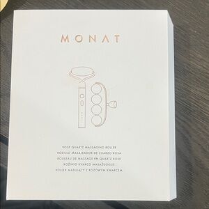 MONAT Rose Quartz Massaging Roller - White & Rose Gold Box